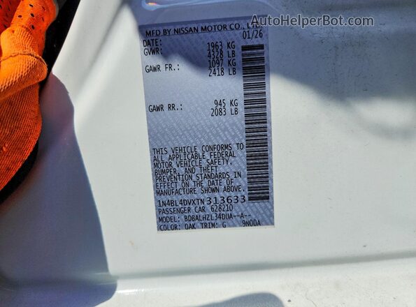 1N4BL4DVXTN313633 2026 NISSAN ALTIMA White Vista del compartimento del motor