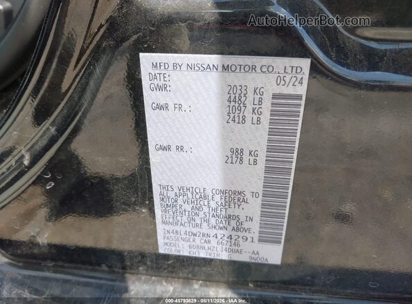 1N4BL4DW2RN424291 2024 NISSAN ALTIMA Black Вид підкапотного простору