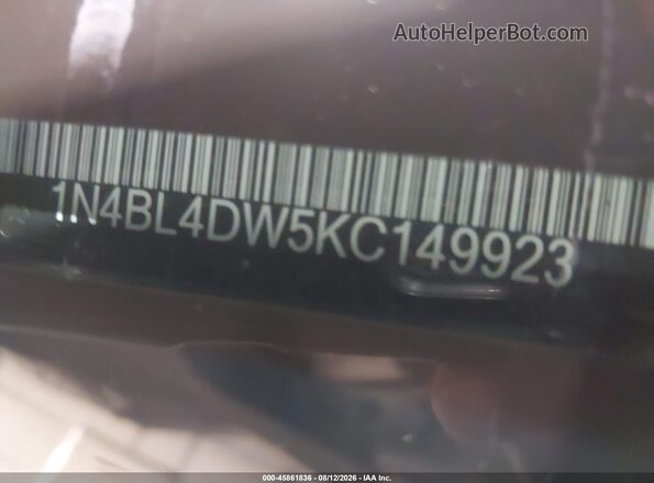 1N4BL4DW5KC149923 2019 NISSAN ALTIMA Серый Вид подкапотного пространства