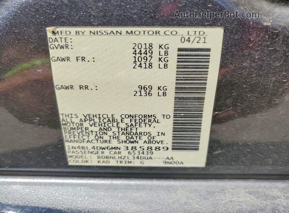1N4BL4DW6MN385889 2021 NISSAN ALTIMA Gray Engine compartment view