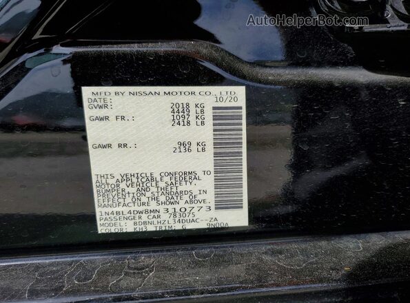 1N4BL4DW8MN310773 2021 NISSAN ALTIMA Black Vista del compartimento del motor