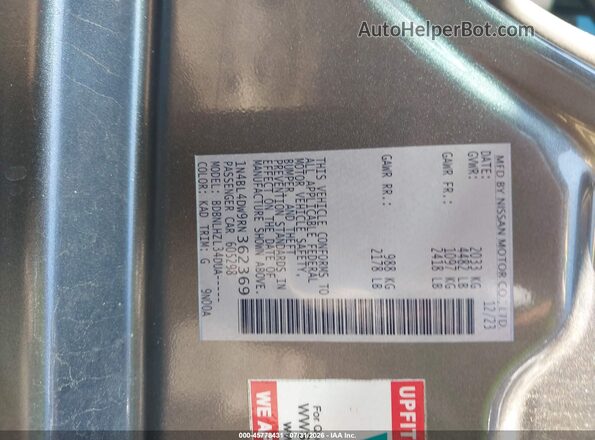 1N4BL4DW9RN362369 2024 NISSAN ALTIMA Серый Вид подкапотного пространства