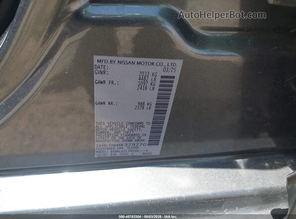 1N4BL4DWXSN379770 2025 NISSAN ALTIMA Gray ძრავის განყოფილების ხედი