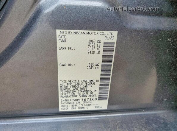 1N4BL4EV0PN367169 2023 NISSAN ALTIMA Silver Vista del compartimento del motor