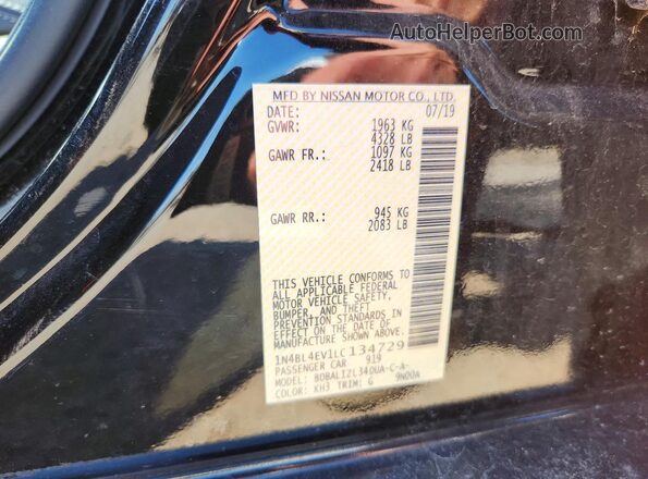 1N4BL4EV1LC134729 2020 NISSAN ALTIMA Black Շարժիչի բաժամունքի տեսք