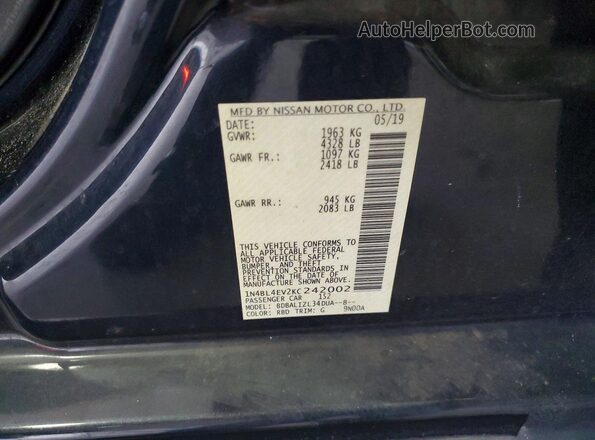 1N4BL4EV2KC242002 2019 NISSAN ALTIMA Угольный Вид подкапотного пространства