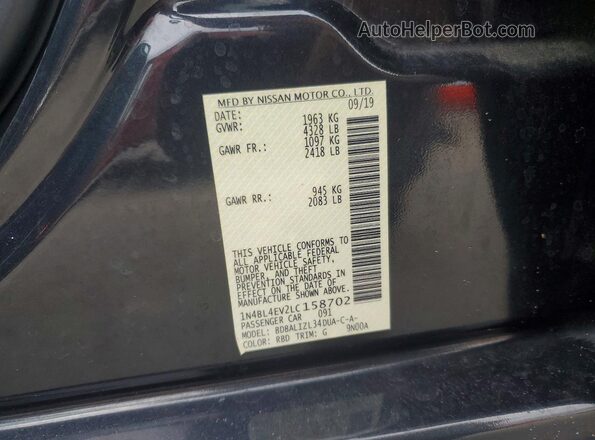 1N4BL4EV2LC158702 2020 NISSAN ALTIMA Черный Вид подкапотного пространства
