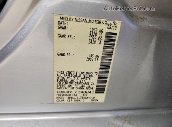 1N4BL4EV3LC140841 2020 NISSAN ALTIMA Silver Вид наклейки з VIN-кодом