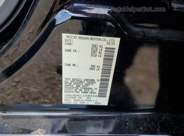 1N4BL4EV4LC159334 2020 NISSAN ALTIMA Черный Вид подкапотного пространства