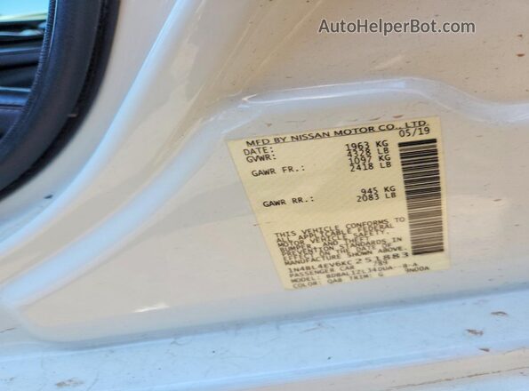 1N4BL4EV6KC251883 2019 NISSAN ALTIMA White Շարժիչի բաժամունքի տեսք