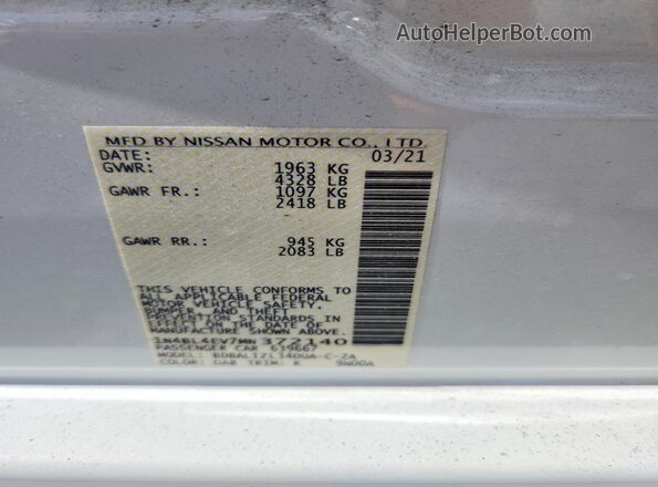 1N4BL4EV7MN372140 2021 NISSAN ALTIMA Белый Вид подкапотного пространства