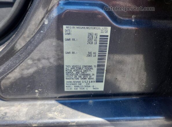 1N4BL4EVXKC152189 2019 NISSAN ALTIMA Gray Widok naklejki z numerem VIN