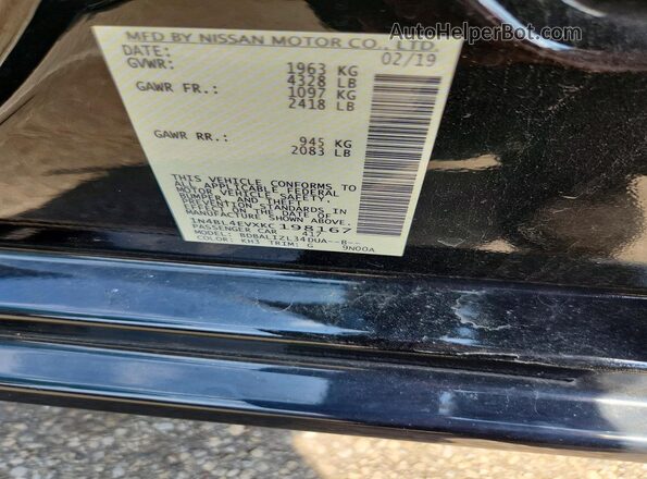 1N4BL4EVXKC198167 2019 NISSAN ALTIMA Black 