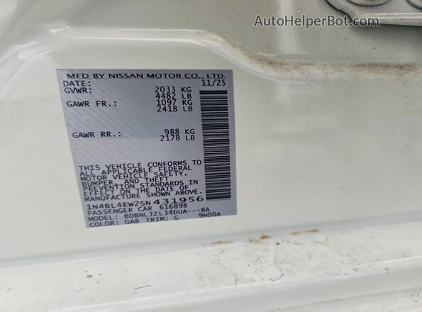 1N4BL4EW2SN431956 2025 NISSAN ALTIMA White 