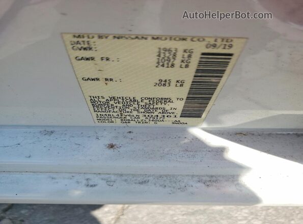 1N4BL4FV6LN304361 2020 NISSAN ALTIMA White Շարժիչի բաժամունքի տեսք
