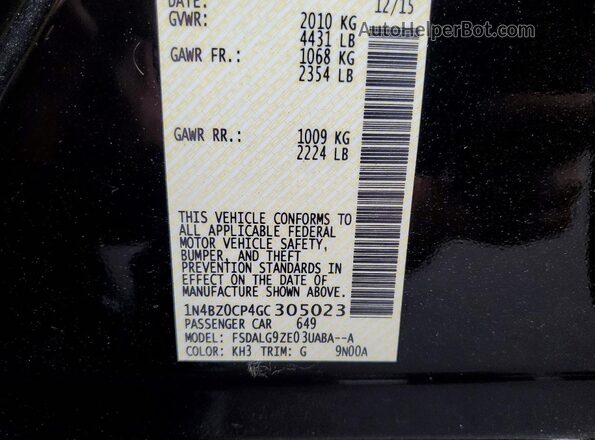 1N4BZ0CP4GC305023 2016 NISSAN LEAF Black Вид підкапотного простору