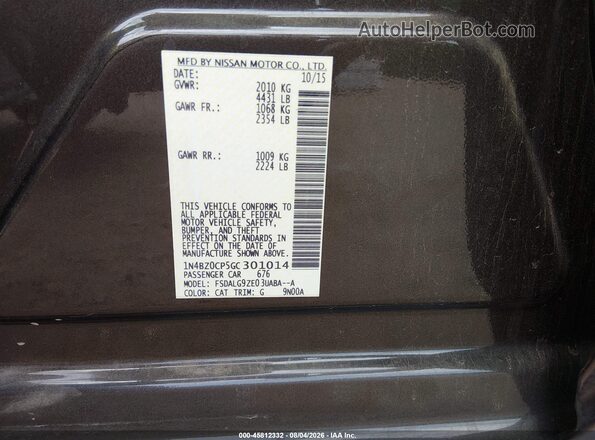 1N4BZ0CP5GC301014 2016 NISSAN LEAF Brown Engine compartment view