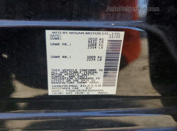1N4BZ0CP6GC302558 2016 NISSAN LEAF Black Engine compartment view