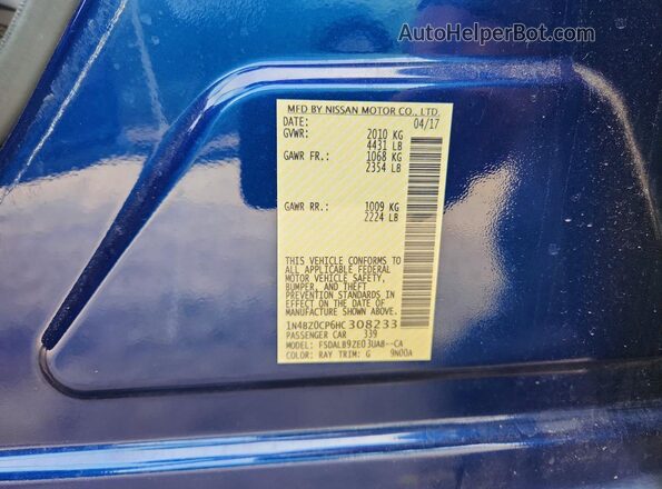 1N4BZ0CP6HC308233 2017 NISSAN LEAF Blue Вид підкапотного простору