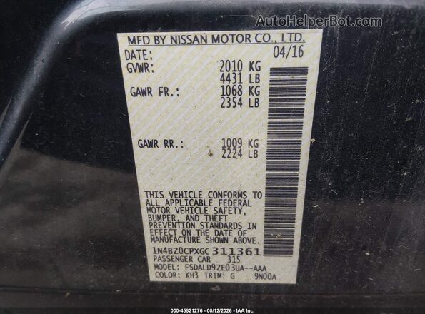 1N4BZ0CPXGC311361 2016 NISSAN LEAF Черный Вид подкапотного пространства