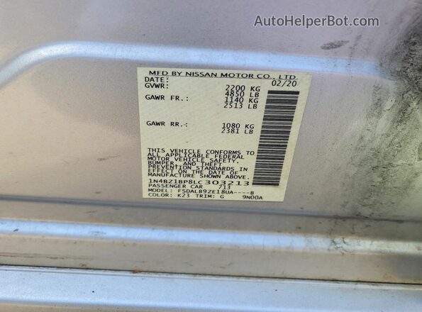 1N4BZ1BP8LC303213 2020 NISSAN LEAF Silver Engine compartment view