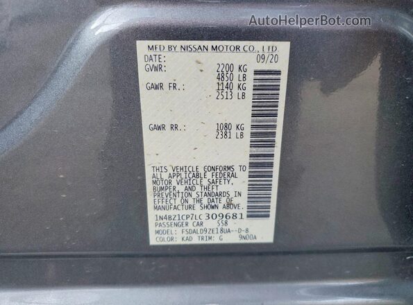 1N4BZ1CP7LC309681 2020 NISSAN LEAF Gray Engine compartment view