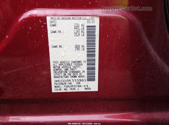 1N4CZ1CV3PC555961 2023 NISSAN LEAF Бордовый Вид подкапотного пространства