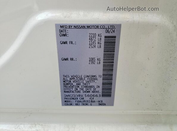 1N4CZ1CV8SC560663 2025 NISSAN LEAF White VIN կոդի պիտակի տեսք