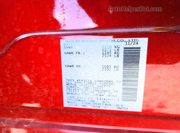 1N4CZ1CV9SC566651 2025 NISSAN LEAF Красный Вид подкапотного пространства