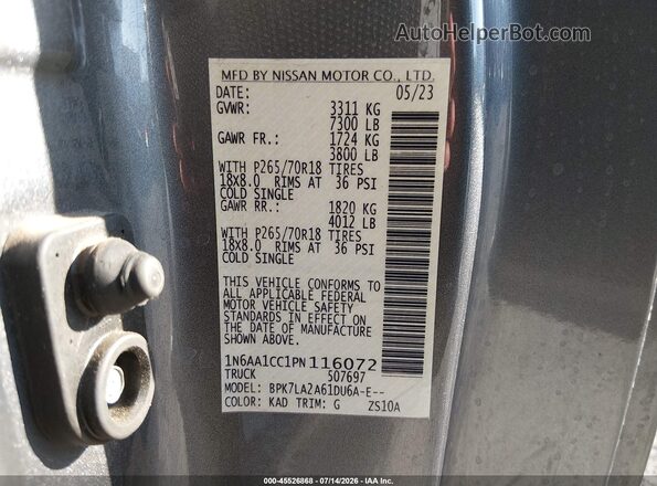 1N6AA1CC1PN116072 2023 NISSAN TITAN Gray Շարժիչի բաժամունքի տեսք