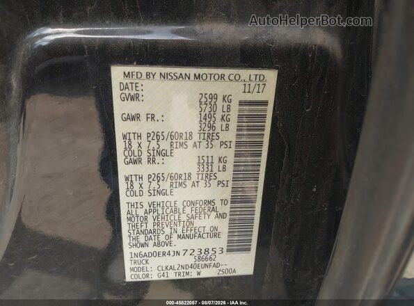 1N6AD0ER4JN723853 2018 NISSAN FRONTIER Black Engine compartment view