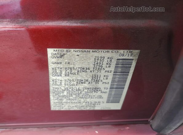 1N6AD0ER6KN705985 2019 NISSAN FRONTIER Red Շարժիչի բաժամունքի տեսք
