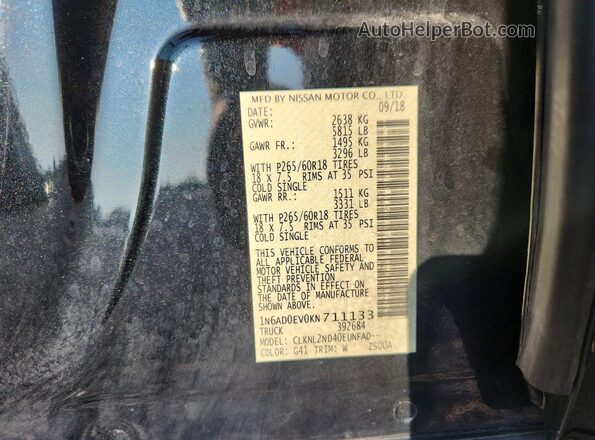 1N6AD0EV0KN711133 2019 NISSAN FRONTIER Black Вид підкапотного простору
