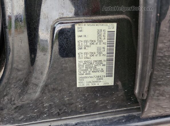 1N6AD0EV7KN728429 2019 NISSAN FRONTIER Black Вид підкапотного простору
