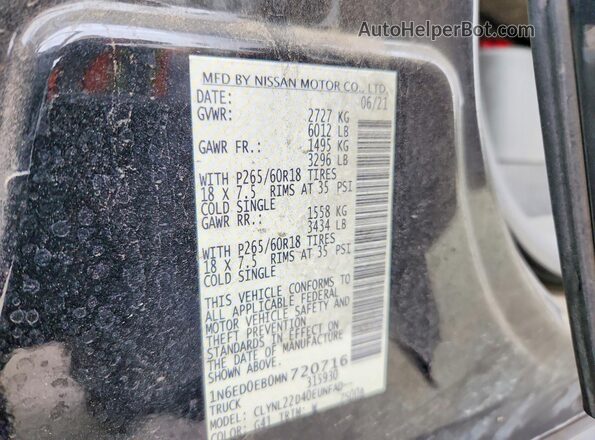 1N6ED0EB0MN720716 2021 NISSAN FRONTIER Black ძრავის განყოფილების ხედი