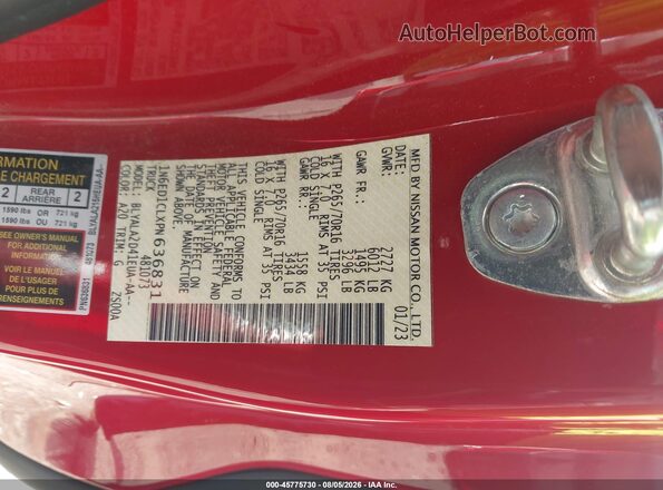 1N6ED1CLXPN636831 2023 NISSAN FRONTIER Red ძრავის განყოფილების ხედი