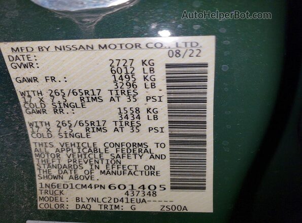 1N6ED1CM4PN601405 2023 NISSAN FRONTIER Green Вид підкапотного простору