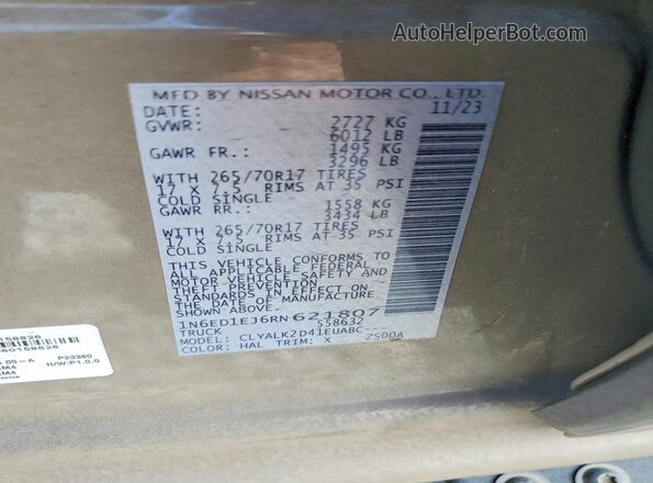 1N6ED1EJ6RN621807 2024 NISSAN FRONTIER Коричневый Вид наклейки с VIN-кодом
