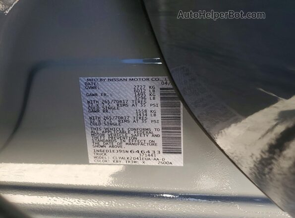 1N6ED1EJ9SN646433 2025 NISSAN FRONTIER Gray Вид підкапотного простору