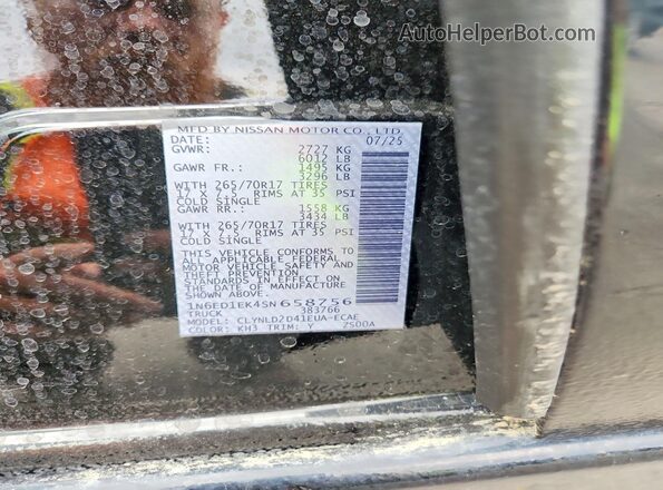 1N6ED1EK4SN658756 2025 NISSAN FRONTIER Black Вид наклейки з VIN-кодом