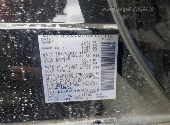 1N6ED1EK7SN635942 2025 NISSAN FRONTIER Черный Вид наклейки с VIN-кодом