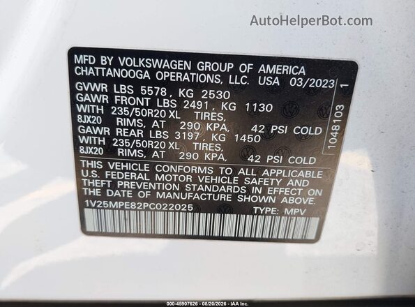1V25MPE82PC022025 2023 VOLKSWAGEN ID.4 White Vista del compartimento del motor