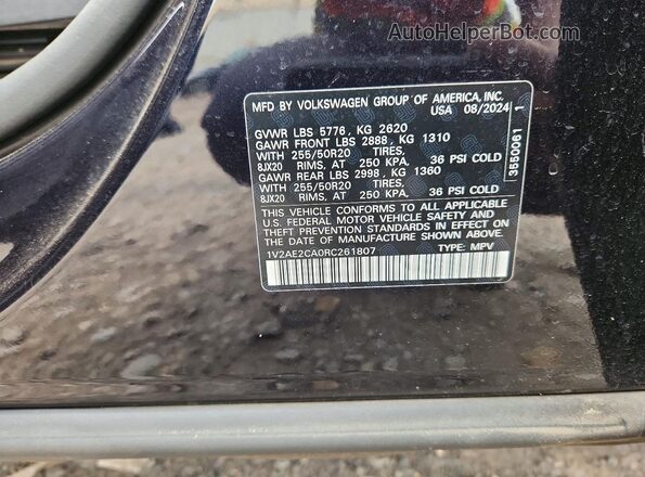 1V2AE2CA0RC261807 2024 VOLKSWAGEN ATLAS Black Engine compartment view