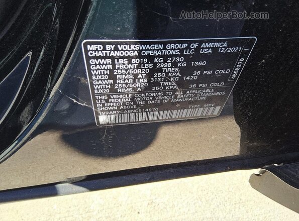 1V2AR2CA8NC514970 2022 VOLKSWAGEN ATLAS Green Вид наклейки з VIN-кодом