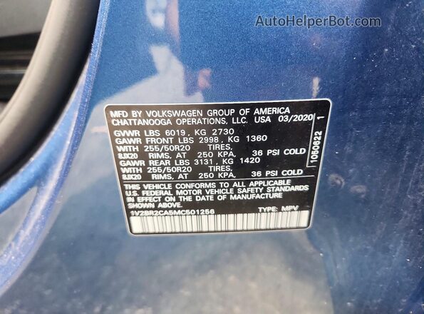 1V2BR2CA5MC501256 2021 VOLKSWAGEN ATLAS Blue Շարժիչի բաժամունքի տեսք
