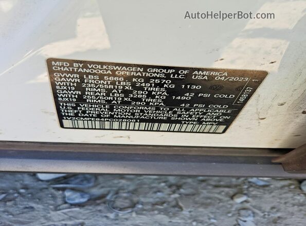 1V2CMPE84PC028061 2023 VOLKSWAGEN ID.4 White VIN կոդի պիտակի տեսք