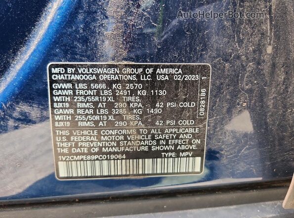 1V2CMPE89PC019064 2023 VOLKSWAGEN ID.4 Blue VIN sticker view
