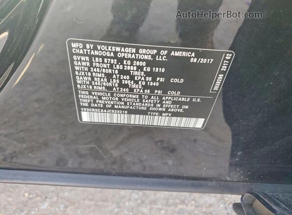 1V2CR2CA4JC523216 2018 VOLKSWAGEN ATLAS Черный Вид наклейки с VIN-кодом