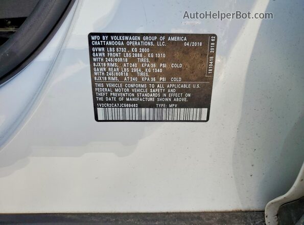 1V2CR2CA7JC569462 2018 VOLKSWAGEN ATLAS White 