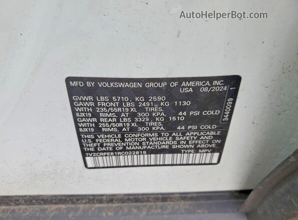 1V2CRPE81RC022819 2024 VOLKSWAGEN ID.4 White Vista del compartimento del motor